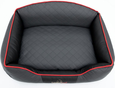 Shtrat për qen Hobbydog Bed Elite XL, eko lëkurë, gri grafit me anë të zeza