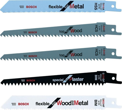 Set tehe sharre reciproke Bosch Genuine, 5 copë, për dru edhe metal