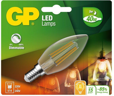 Poç elektrik GP LED Filamen Mini E14, 5W, 470lm
