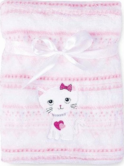 Batanije bebe BabyMatex Ricco, mikrofibër, 75 x 100 cm, e bardhë me rozë