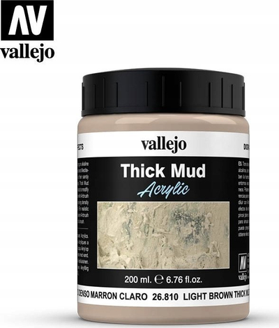 Pastë modelimi Vallejo Thick Mud Light Brown, 200 ml, kafe e çelët