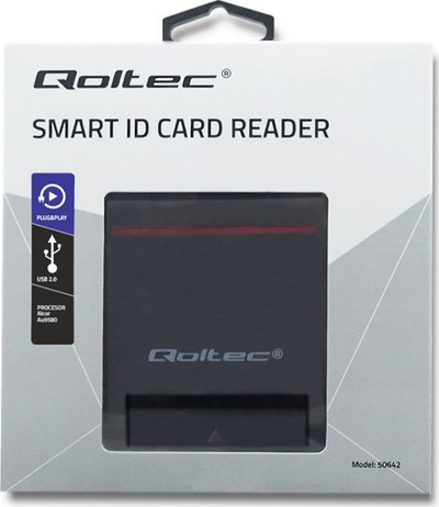 Lexues karte ID Qoltec 50642, USB 2.0, kabllo 0.9m, i zi