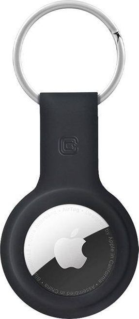 Mbajtëse Crong Silicone Case me varëse për Apple AirTag, silikon, me unazë çelësash, e zezë