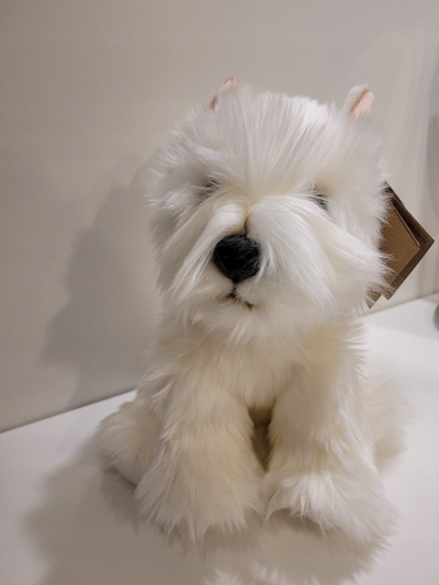 Lodër pelushi Animigos Westie Mascot, 22 cm, pamje realiste, e bardhë