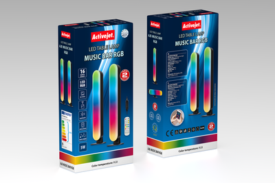 Llambë LED muzikore Activejet AJE-MUSIC BAR, RGB, me Bluetooth, e zezë
