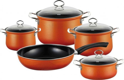Set tenxheresh dhe tiganësh Riess Corall, 5 pjesë, i përshtatshëm për induksion, ngjyrë korale