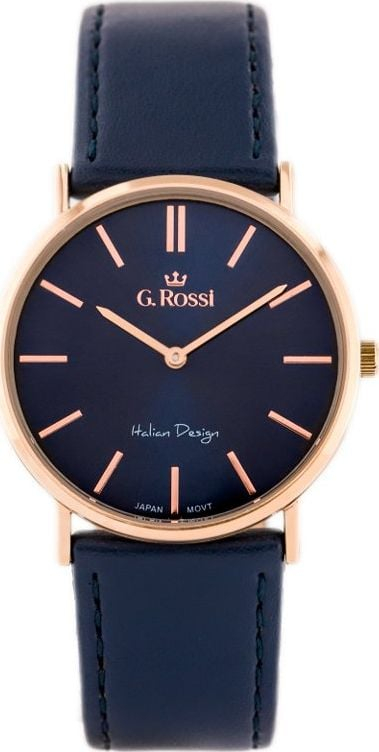 Рачен часовник G. Rossi 8709A2, кварц, унисекс, темно сина роузголд