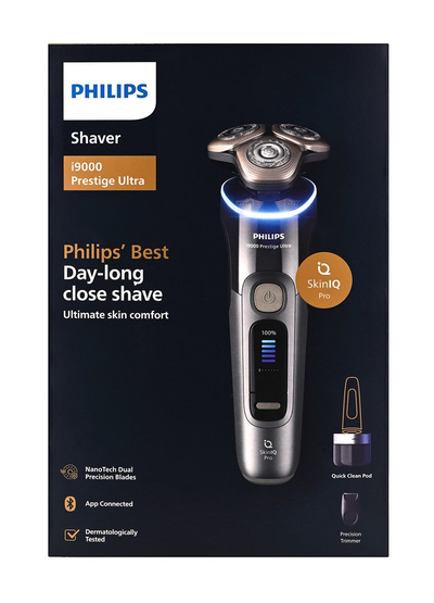 Aparat rroje elektrik Philips i9000 Prestige Ultra XP9402/31, SkinIQ Pro, ekran digjital, gri metalik