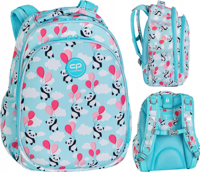Çantë shkolle CoolPack Turtle Panda Balloons, 16", 25L, blu me panda
