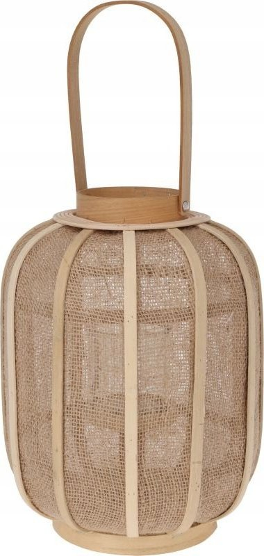 Lanternë dekorative PROGarden Outdoor Rattan Candle, 31cm, dru dhe ratan, ngjyrë natyrale