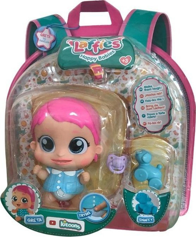 Lodër kukull IMC Toys Laffies Greta 92174, bebe interaktive, flokë rozë, me ngjyra