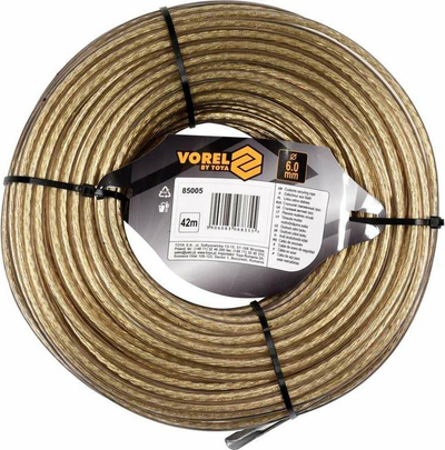Kabllo çeliku Vorel 85005, 42m, 6mm, transparent