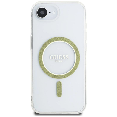 Заштитна маска Guess MagSafe за iPhone 16e, TPU и поликарбонат, транспарентна