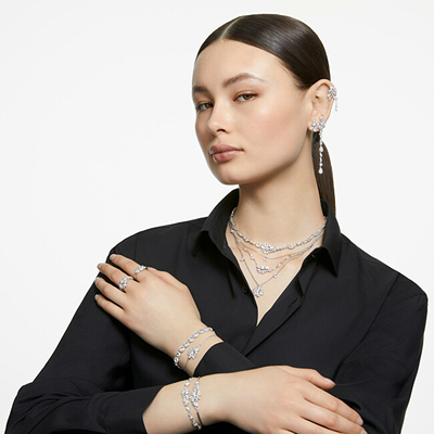 Vathë për femra Swarovski, të argjendtë
