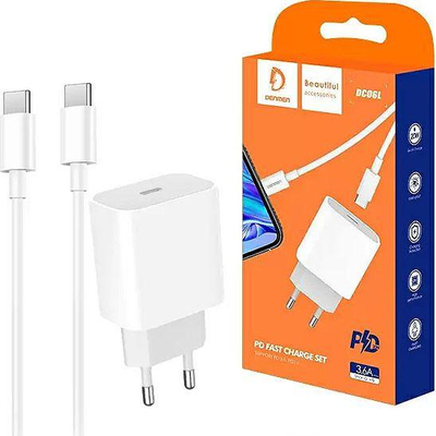 Karikues Denmen DC06 1x USB-C 2.2 A (29978), i bardhë