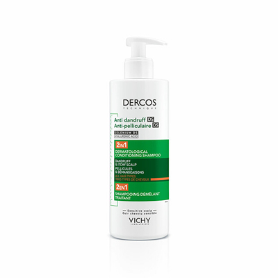 Shampo dhe balsam për flokë Vichy Anti Dandruff DS (Dermatological Conditioning Shampoo), 390 ml