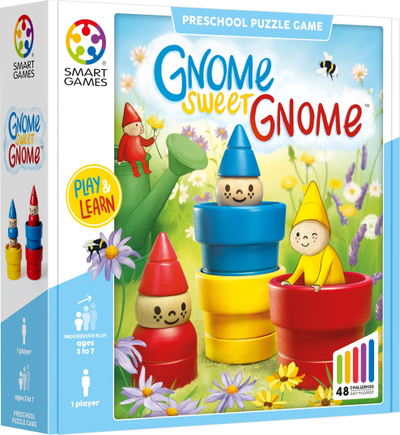 Loja puzzle druri SmartGames Gnome Sweet Gnome, 48 sfida, mosha 3 7 vjeç, shumëngjyrëshe