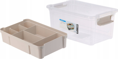Kuti për mbajtje Storage Solutions, plastike 5L, me ndarje, transparente