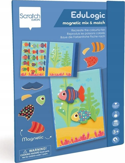 Lojë magnetike peshkimi Scratch Magnetic Game Fish, për kalamaj, shumëngjyrëshe