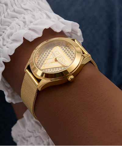 Orë grash Guess Ladies Gold Tone Analog GW0835L2, e artë