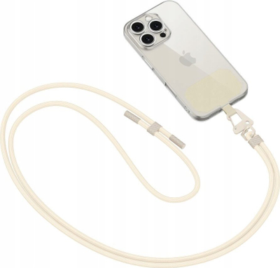 Rrip crossbody për telefon Tech-Protect C5S, litar i rregullueshëm, me adaptera, ngjyrë krem Cosmic Latte