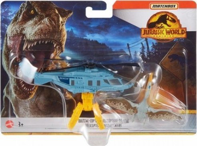 Set lodrash Matchbox Jurassic World Dino Transporters, helikopter për transport, 1-2 mini dinosarë, shumëngjyrësh