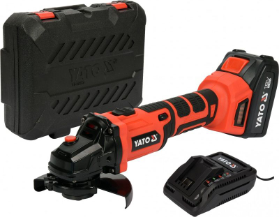 Brushe këndi me bateri YATO YT-82829, 125mm, 18V 3Ah Li-Ion, portokalli me të zezë