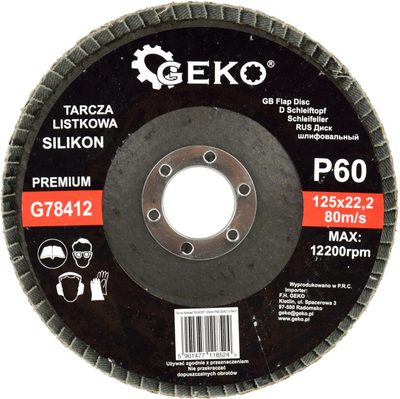 Disk abraziv flap GEKO G78412, 125mm P60, silikon karabit, i zi
