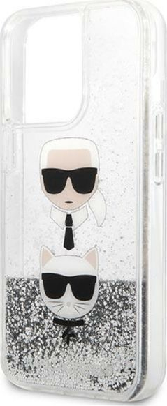 Mbulesë telefoni Karl Lagerfeld KLHCP13XKICGLS, për iPhone 13 Pro Max, hardcase liquid glitter, argjend