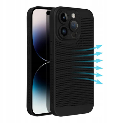 Mbrojtëse telefoni Breezy për Xiaomi Redmi Note 14 Pro 4G, plastike, ventiluar, e zezë