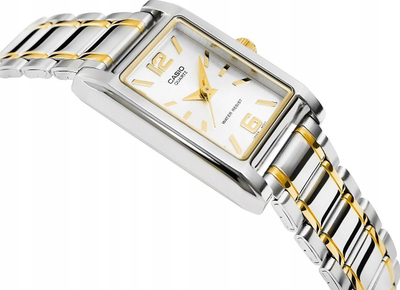 Ore goca Casio LTP-1235SG-7A, Quartz japonez, xham mineral, argjendtë me ari