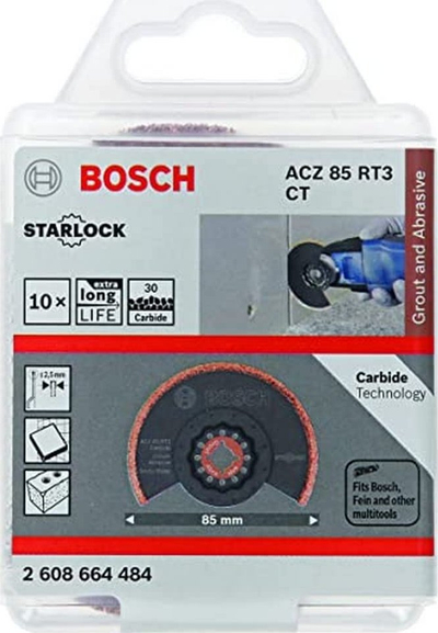 Teh segmenti për multivegel Bosch ACZ 85 RT3 Starlock, 85mm, karbid për fuga dhe materiale abrazive, i zi
