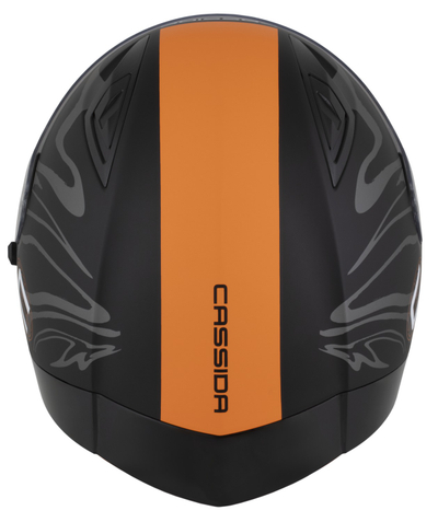 Helmetë moto CASSIDA Orbit Multivers 2026, integrale, black matte portokalli gri bardhë