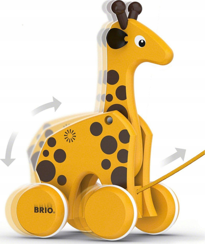 Lodër druri që tërhiqet BRIO Giraffe, në formë gjirafe, për kalamaj
