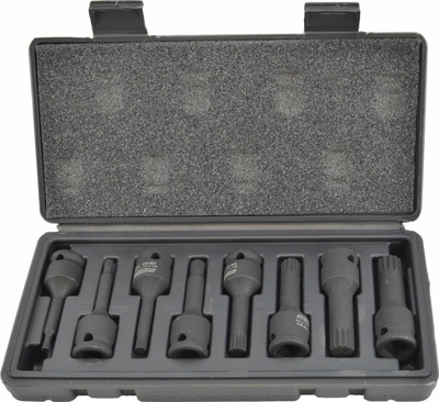 Set çelësa goditës Awtools Linea Nera, 8 copë, spline, i zi