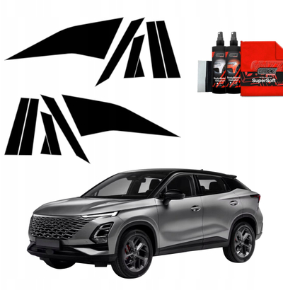 Заштитна фолија GRIZZ 12in1 за столбови A B C OMODA 5 Facelift 2024 2026, комплет за инсталација, црна со сјај