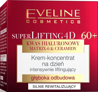 Натурален ноќен крем за лице Eveline Cosmetics Super Lifting 4D 60+, против брчки, 50ml