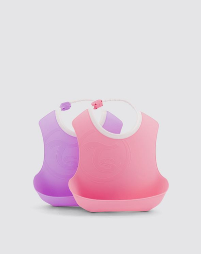 Përparëse Twistshake për bebe 4+ Muaj, Rozë Pastel dhe Vjollcë Pastel