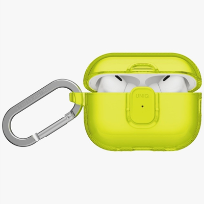 Mbulesë UNIQ GLASE për AirPods Pro 3, ultra transparente, mbyllje me sustë Spring Lock, jeshile e çelët