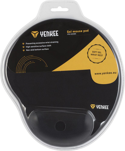 Mousepad ergonomik Yenkee YPM 4000BK, me mbështetëse xheli, kundër rrëshqitjes, i zi
