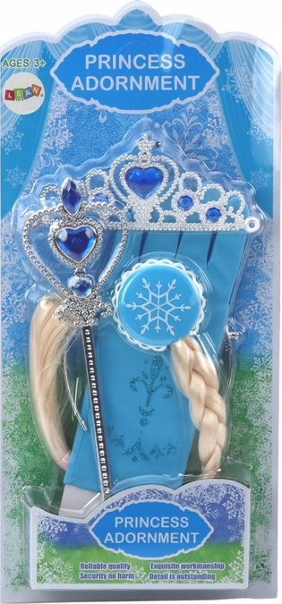 Set aksesorësh princeshë Little Princess Snow Queen, shkop magjik, kurorë dhe doreza, blu
