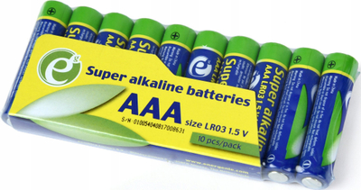 Bateri alkaline Gembird EnerGenie Super, AAA LR03, paketim 10 copë