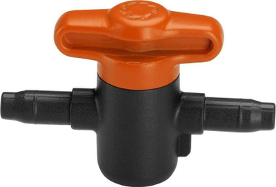 Вентил Gardena Micro Drip, 3/16", за регулирање и затворање вода, црно портокалов