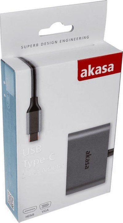 Kabllo Akasa USB Type C 2in1, HDMI, D-Sub, 18cm