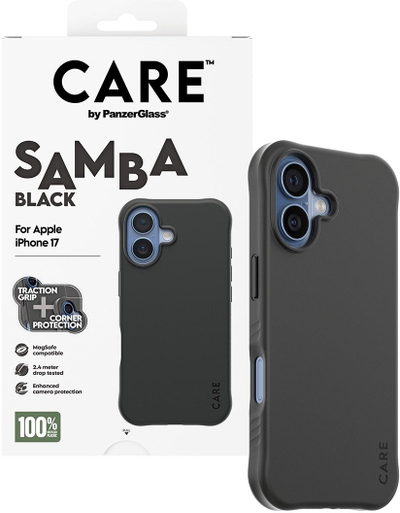 Këllëf telefoni PanzerGlass CARE Samba, MagSafe, për iPhone 17, i zi