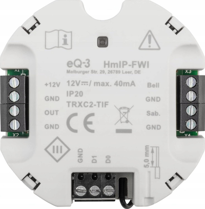 Ndërfaqe HomeMatic IP Wiegand, modul zgjerues, për sistem smart home, i bardhë