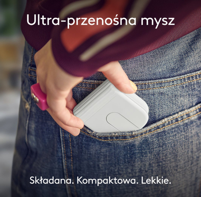 Miu Logitech Mobi Fold, Bluetooth, 4000 DPI, e bardhë