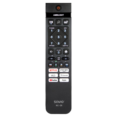 Telekomandë universale Savio RC-26, për TV Philips, infra të kuqe, e zezë