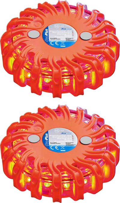 Disk paralajmërues ProPlus Warning Disk, set 2 copë, 16 LED, portokalli