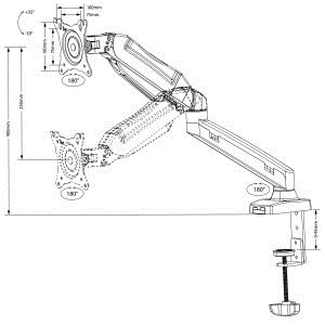 Mbajtëse tavoline për monitor Maclean MC-860, 13-27", 8 kg, e zezë